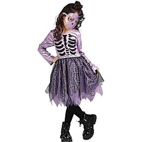Halloween lilla glimmer skelet kostume str. 92