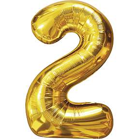 Salling tal folieballon nr. 2, H: 86 cm - Guld