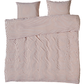 BASIS sengetøj 200x220 cm - stribet hvid og brun