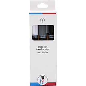 Danpen multimarker hvid, grå, sort 3-pak