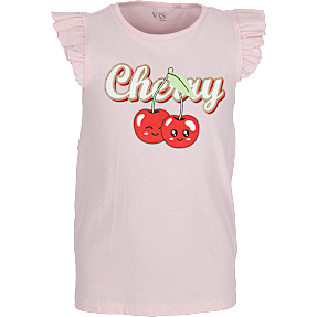 VRS børne T-shirt med flæse ærmer str. 122/128 - rosa