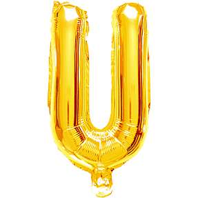 Salling bogstav folieballon "U" H: 35 cm - Guld