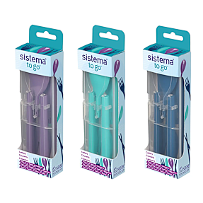 Sistema bestiksæt - kniv, gaffel, ske & spisepinde - flere varianter - assorteret