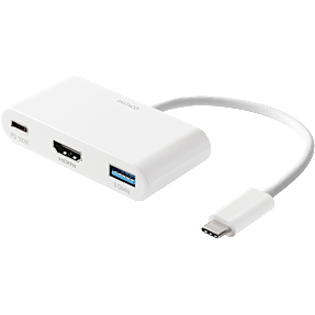 Deltaco USB-C multi-port adapter - hvid