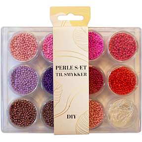 Perleæske små perler 12 stk. - lilla toner