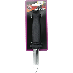Halloween kniv med kunstigt stik L: 18,7 cm- sort og sølvfarvet