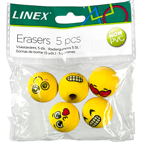 Linex emojis 3D viskelæder - 5 stk.