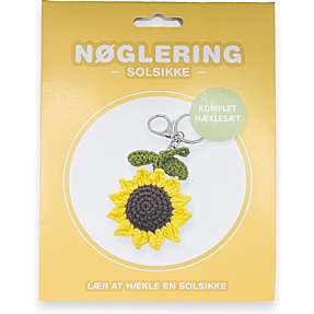 DIY hæklet nøglering - solsikke