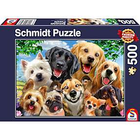 Hunde-Selfie puslespil - 500 brikker