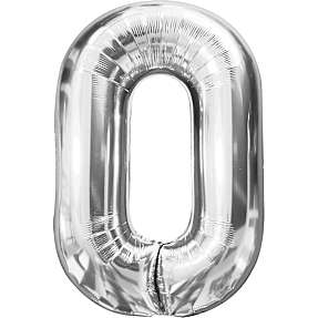 Salling tal folieballon nr. 0, H: 86 cm - Sølv