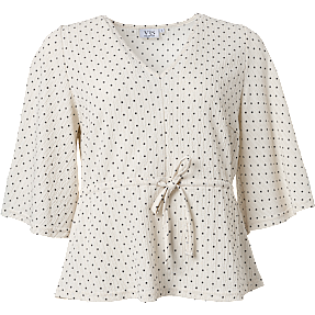 VRS dame bluse med prikker str. S - beige