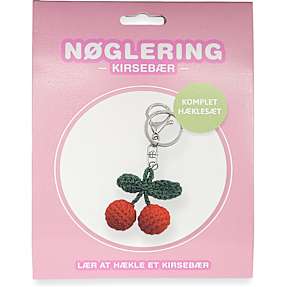 DIY hæklet nøglering - kirsebær
