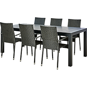 NEW HAVEN HAVEBORD OG 6 MALLORCA HAVESTOLE - SORT