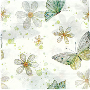 Windsor sommerservietter 33x33 cm 20-pak - hvid blomst