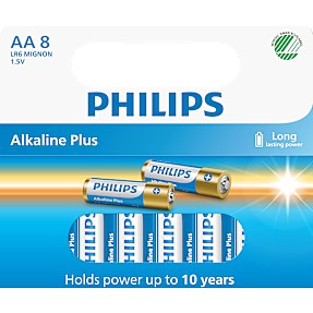 Philips Alkaline Plus AA batterier 8-pak