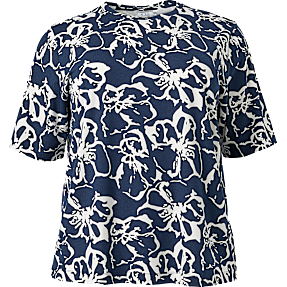 VRS dame blomstret oversize T-shirt str. 54 - navy