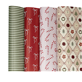 Jul gavepapir 70 cm x 3 m - flere varianter - assorteret