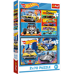 Hot Wheels puslespil - 2 x 70 brikker
