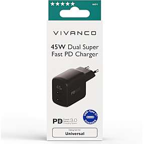 Vivanco hurtigoplader 45 W - sort