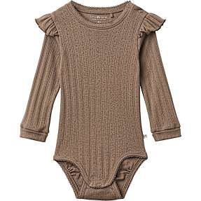 Tiny One body med flæser str. 80 - brun