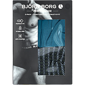 BJØRN BORG herre 2-pak performance tights str. 2XL - petrol/mønstret