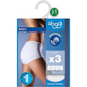 Sloggi dame 3-pak shorts str. 44 - hvid