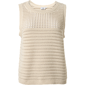 VRS dame pointelle strikvest str. M - beige