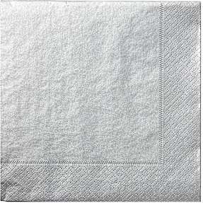 Windsor ensfarvede servietter 33x33 cm 20-pak - sølvfarvet
