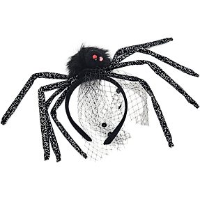 Halloween edderkop hårbøjle Ø: 28 cm - sort