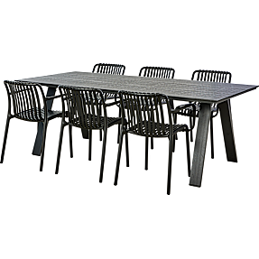 New York bord med 6 Messina stole - sort