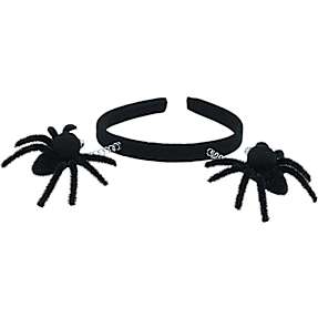 CBYH dame halloween hårbøjle med edderkopper - sort