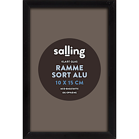 Sort ramme m. glas - 10x15 cm