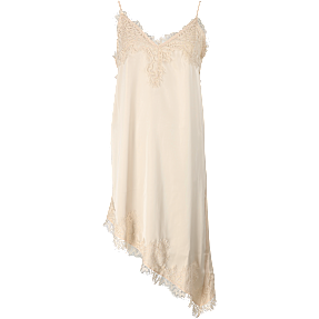 VRS dame asymmetrisk stropkjole med blondekanter str. XL - beige