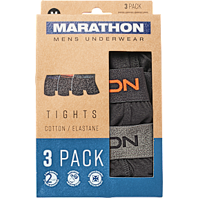 Marathon herre 3-pak tights str. 4XL - sort