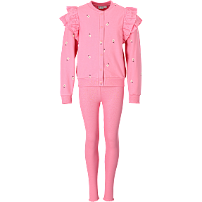 VRS børne sweatcardigan og leggings str. 110/116 - pink