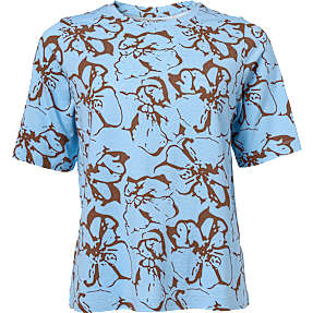 VRS dame blomstret oversize T-shirt str. S - lyseblå