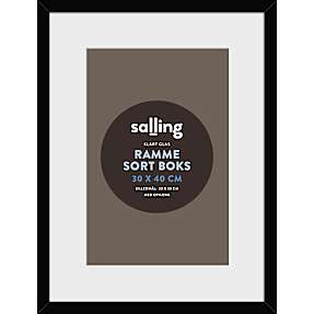 Sort passepartout ramme m. glas - 30x40 cm
