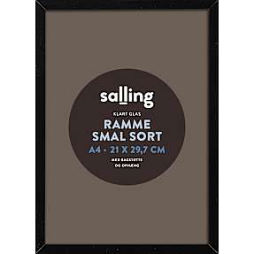 Sort ramme m. glas - 21x29,7 cm