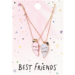 Best friend halskædesæt - pink/lilla