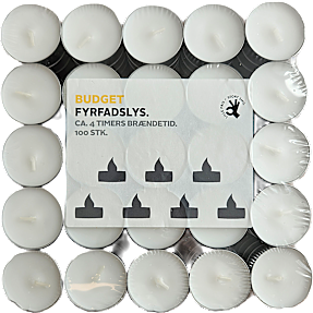 Budget fyrfadslys, 100-pak - hvid