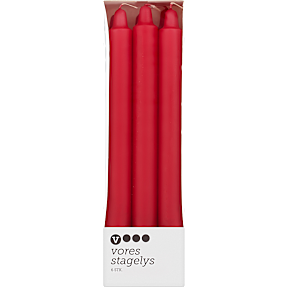 Salling stagelys 2,2x24 cm 6-pak - rød