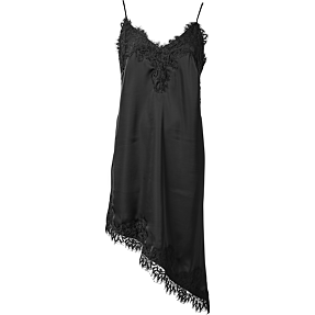 VRS dame asymmetrisk stropkjole med blondekanter str. 2XL - sort