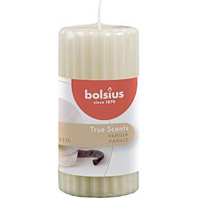 Rillet duftbloklys 6x12 cm - hvid