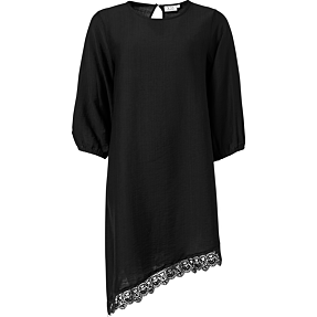 VRS dame kjole med 3/4 ærmer og blondekant str. 2XL - sort