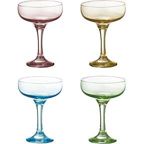 Aida farvede champagneglas 235 ml - flere varianter - assorteret