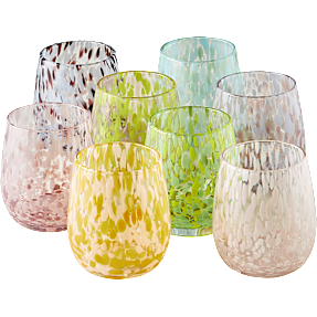 Glas med farvede prikker – flere varianter – assorteret