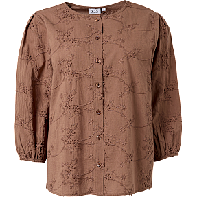 VRS dame bluse med broderi str. S - brun