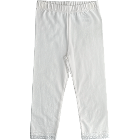 VRS børne capri leggings med blondekant str. 122/128 - hvid