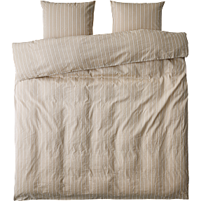 Salling sengetøj 200x220 cm - beige og hvid strib