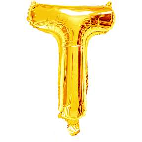 Salling bogstav folieballon "T" H: 35 cm - Guld